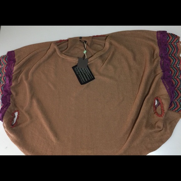 JO NO FUI Brown Poncho Knit Sweater YOOX sz 6 - Picture 4 of 13